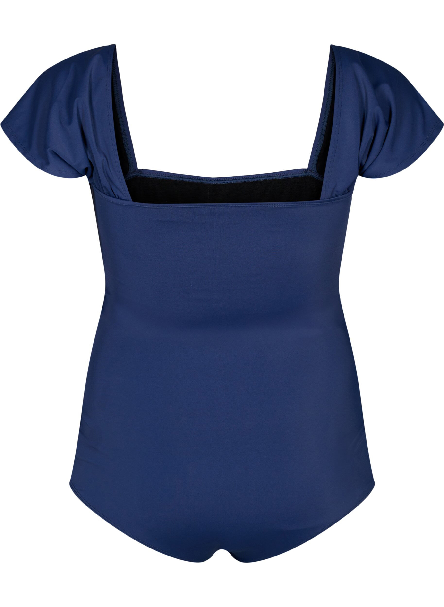 Zizzifashion Swimsuit with short sleeves and draped detail, Blue, Packshot image number 1