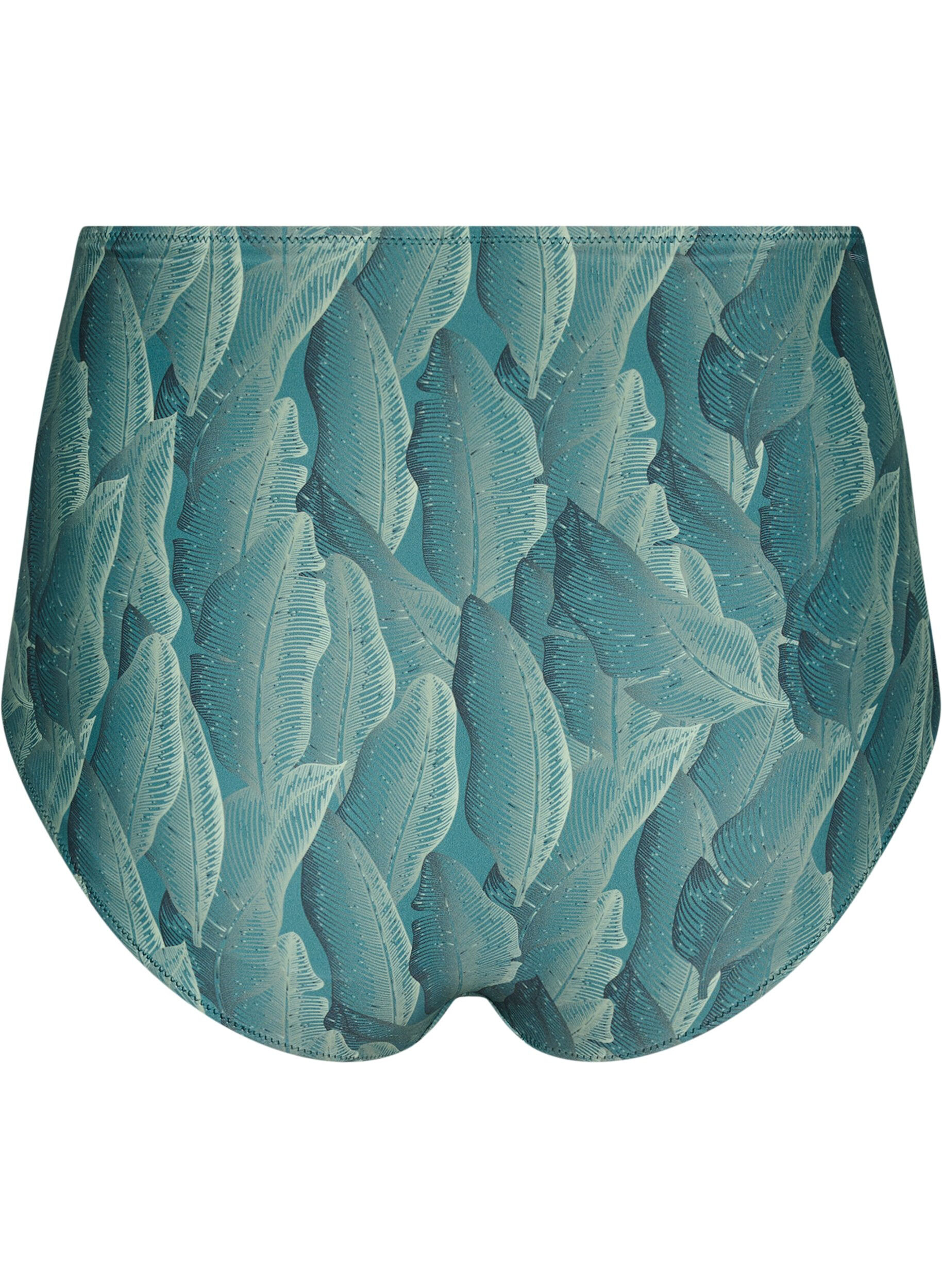 Zizzifashion High-waisted bikini bottoms with print, Green, Packshot image number 1