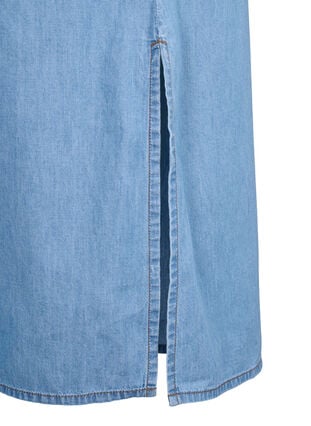 Denim dress with slit and short sleeves, Blue denim, Packshot image number 3