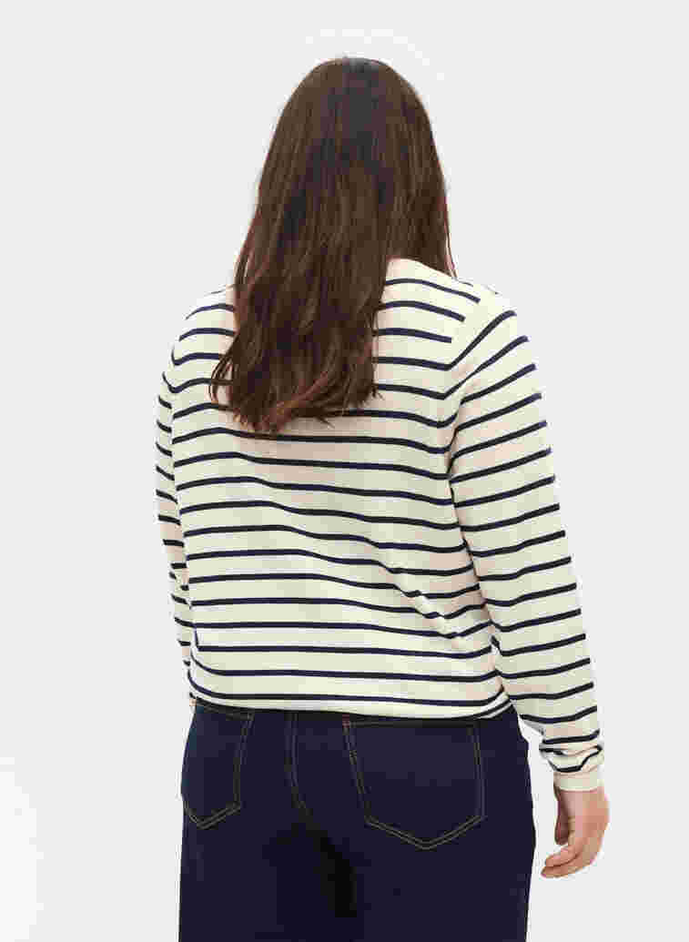 	 Knitted viscose top with long sleeves, Birch W/Stripes, Model image number 1