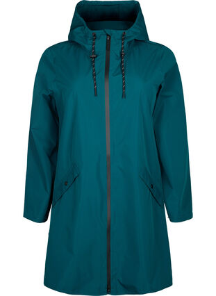 Raincoat with pockets and hood, Deep Teal, Packshot image number 0