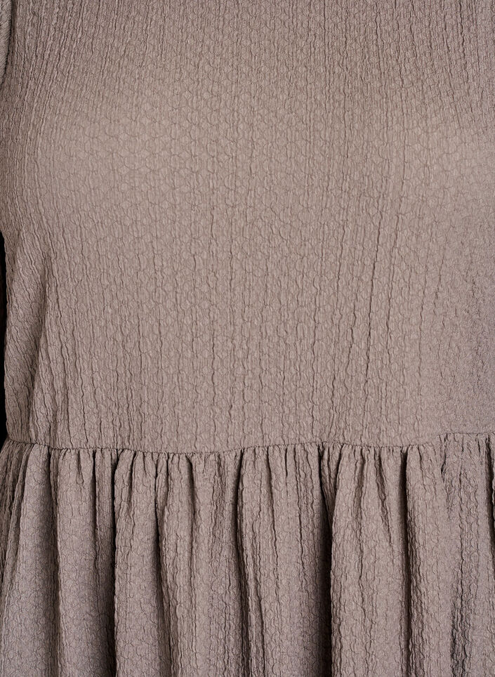 FLASH - Short dress with texture and 3/4 sleeves, Beige, Packshot image number 2