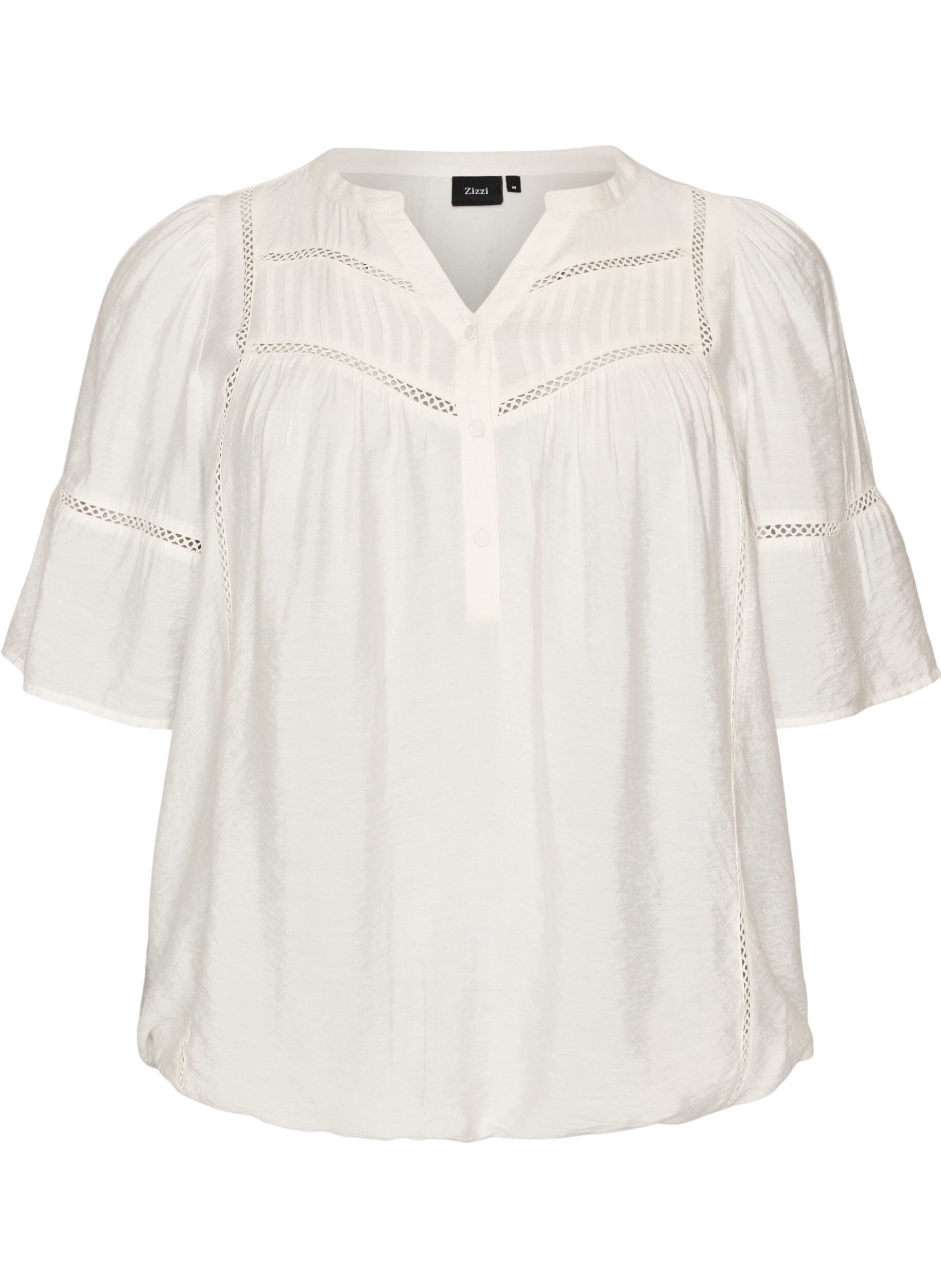 Viscose blouse with pintucks and balloon effect