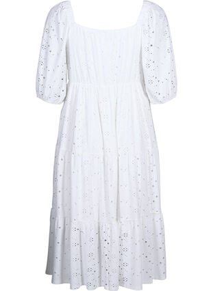 Maxi dress with lace pattern and a square neckline - White - Sz. 40-64 - Zizzifashion Maxi dress with lace pattern and a square neckline - White - Sz. 40-64 - Zizzifashion