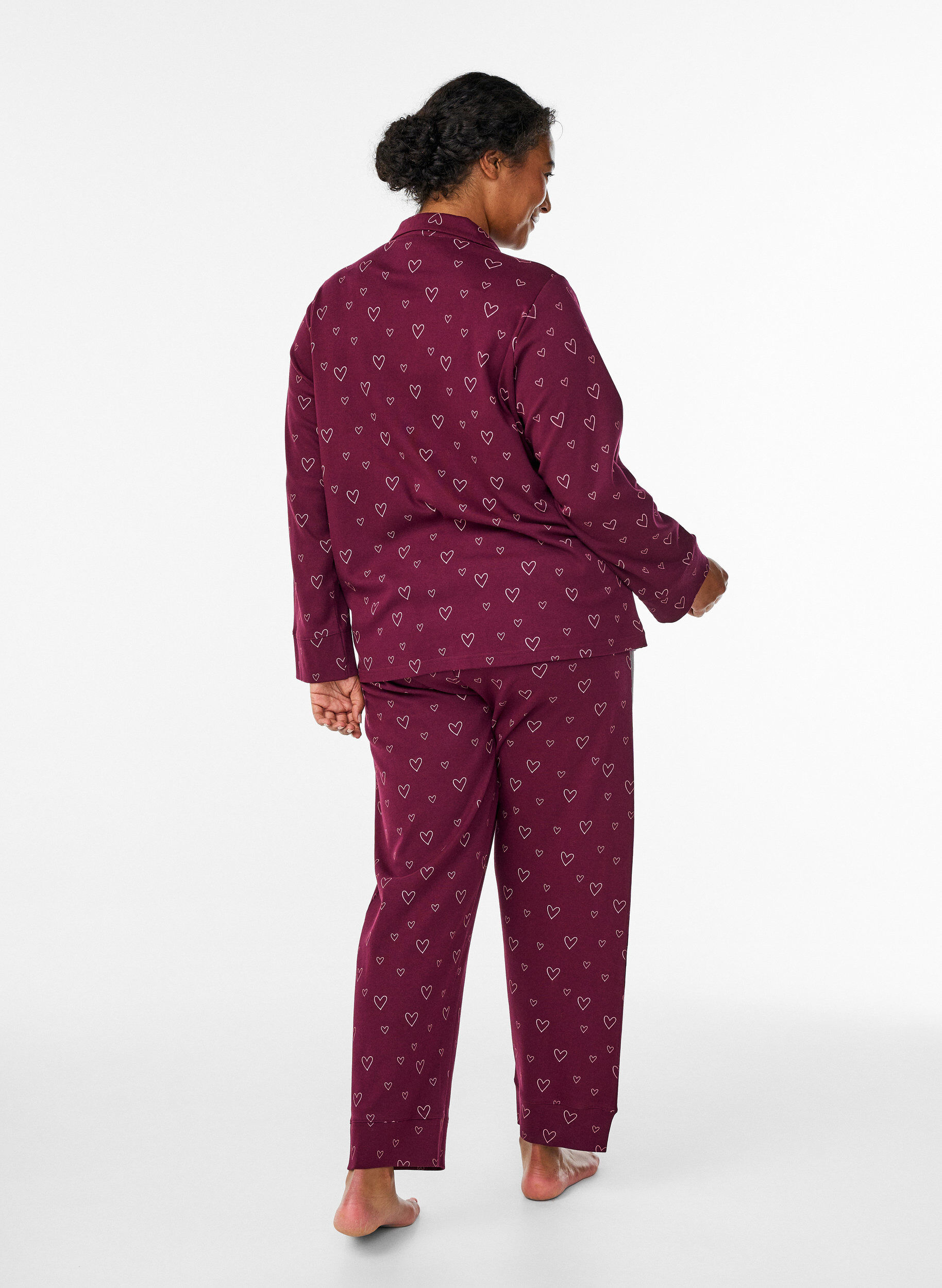 ZizzifashionCotton pyjama trousers with high waist, Red, Model image number 1