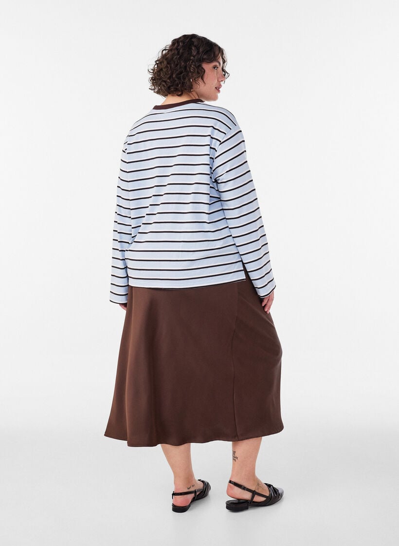 Satin midi skirt, Brown, Model image number 1