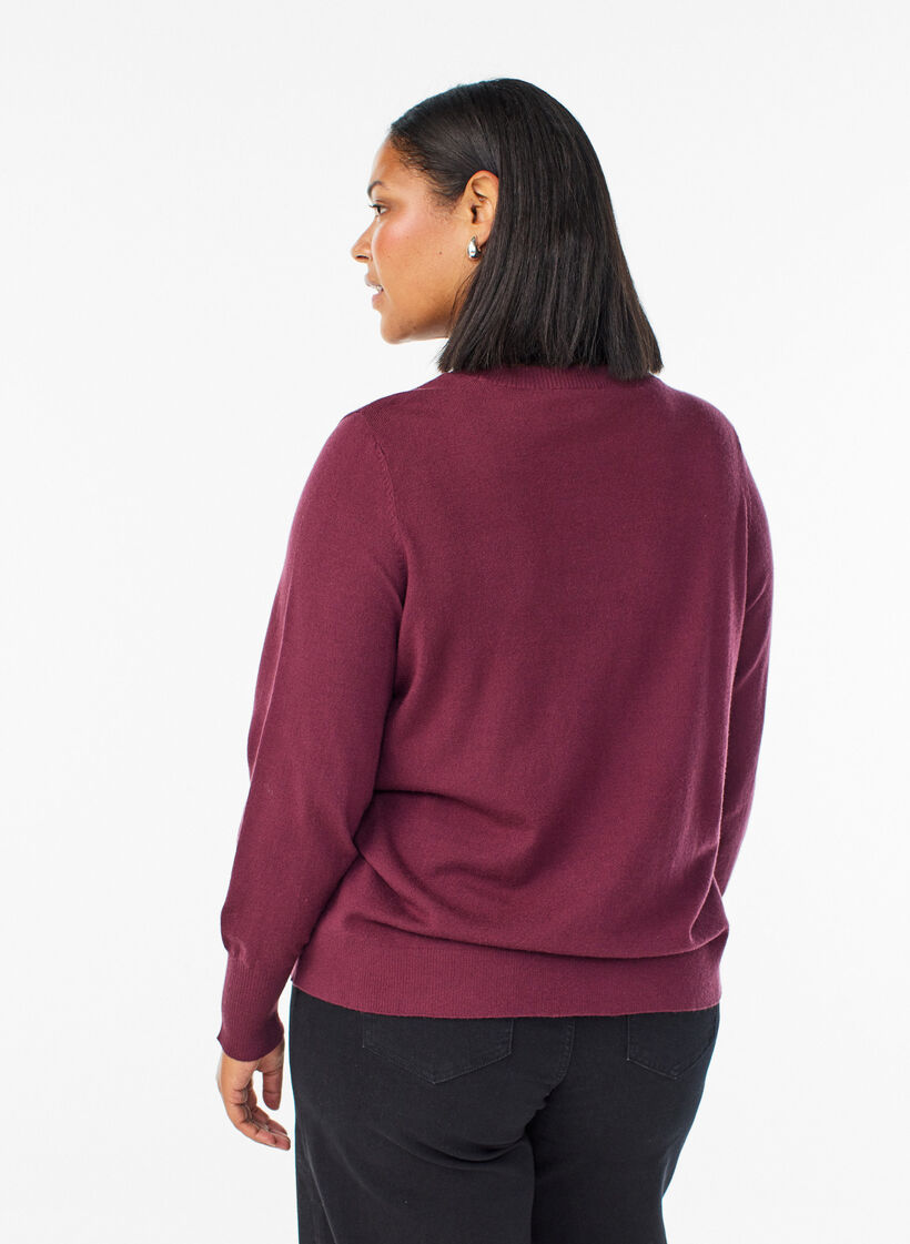 Knitted blouse with a round neck, Red, Model image number 2