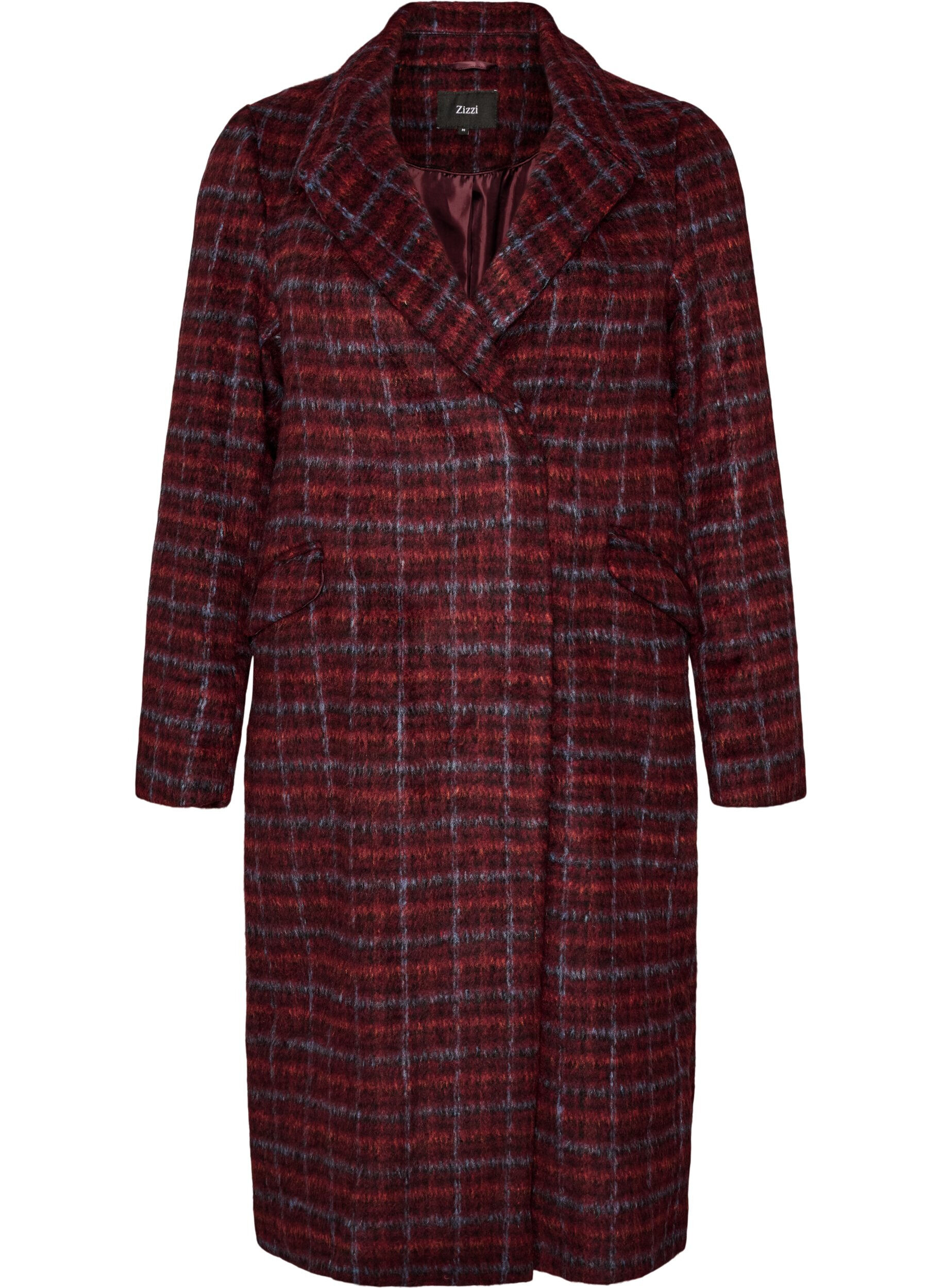 Checked coat with pockets