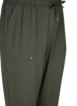 Trousers with pockets and elasticated trim, Dark Olive, Packshot image number 2