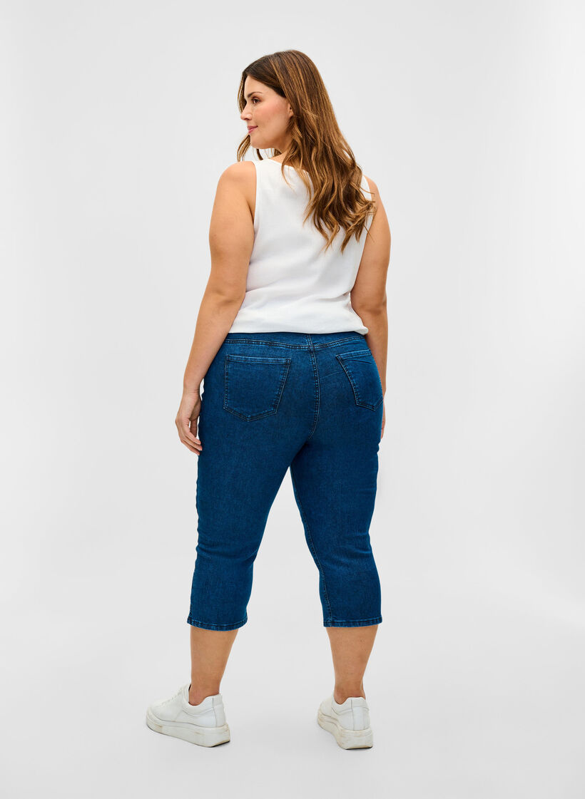 Cotton blend capris, Dark blue denim, Model image number 0