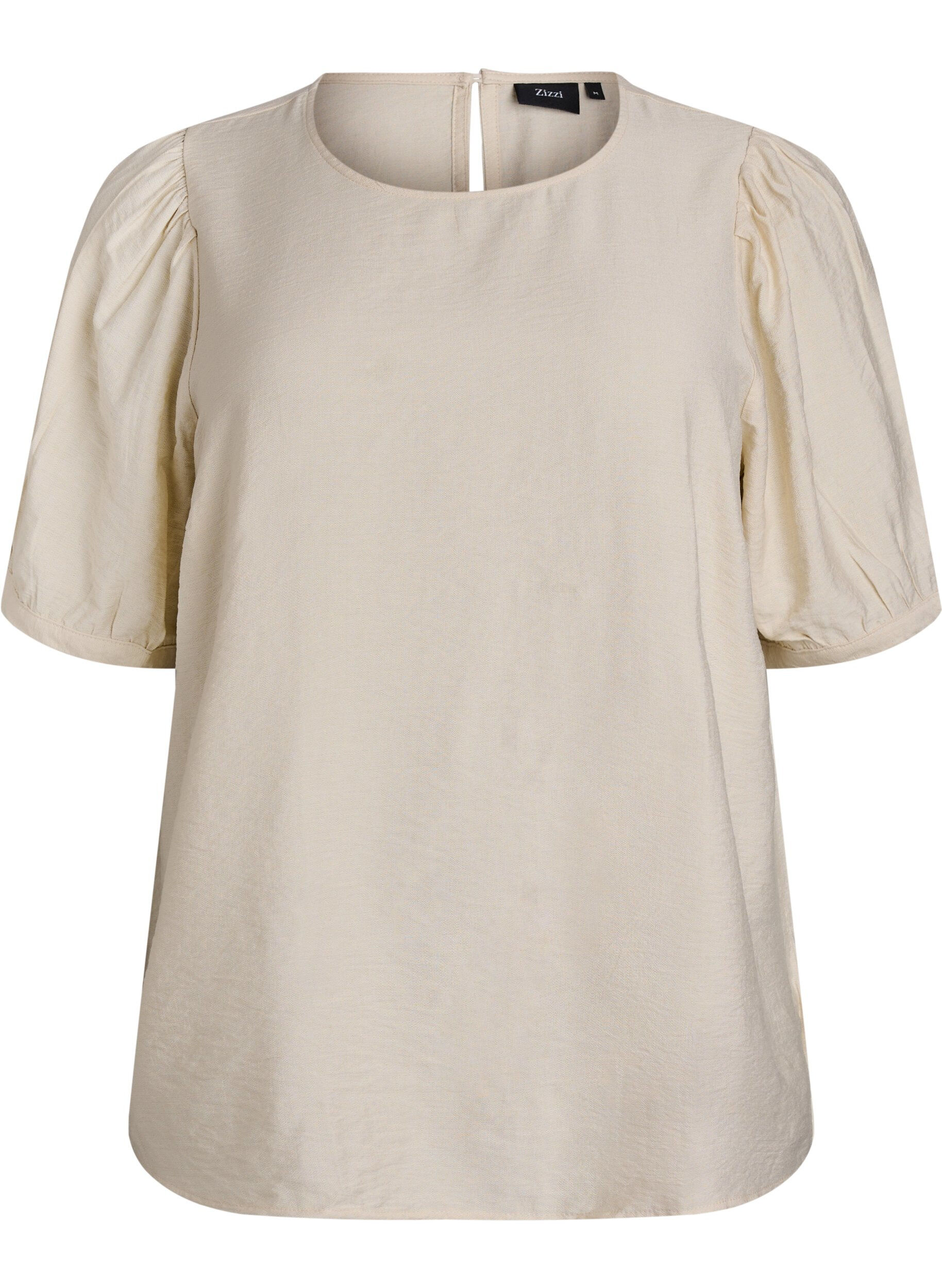 Zizzifashion Viscose blouse with 1/2 sleeves, Beige, Packshot image number 0