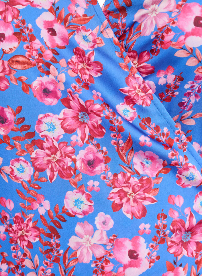 Floral wrap dress with 3/4 sleeves, Blue, Packshot image number 2