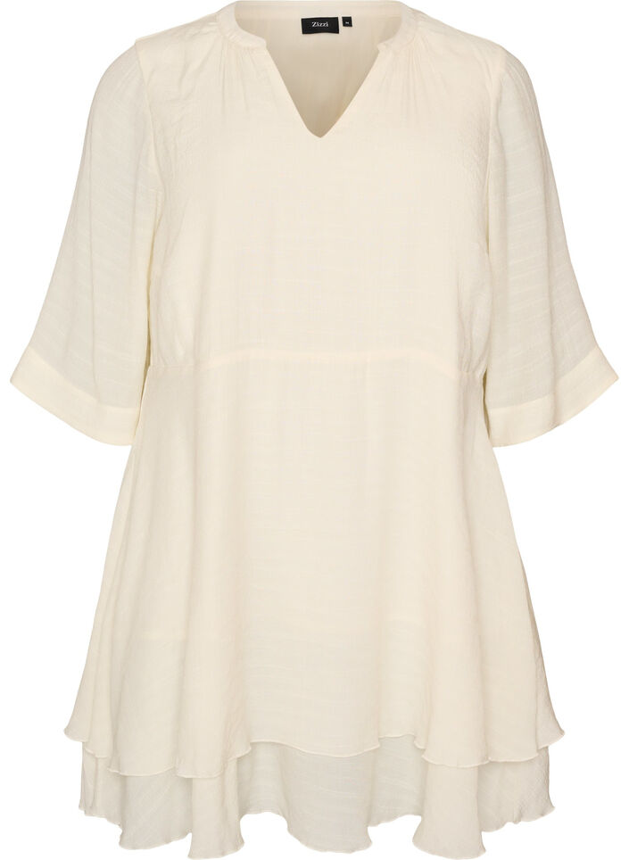 A-line dress with layered ruffles, Vanilla, Packshot image number 0