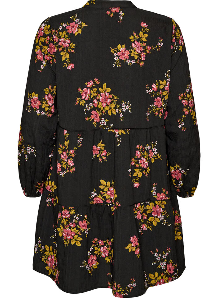 Floral print dress with tie fastening, Black, Packshot image number 1