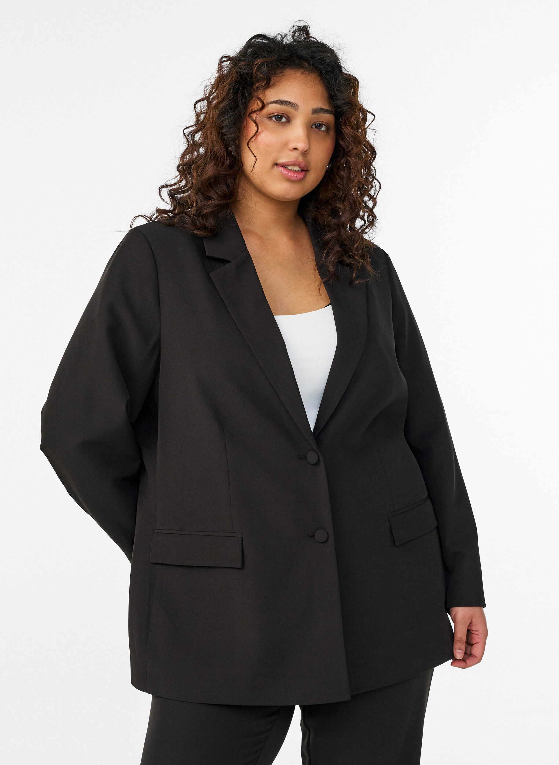 Classic blazer with button closure, Black, Model