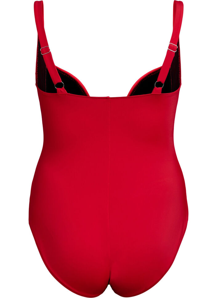 Padded swimsuit with draping, Red, Packshot image number 1