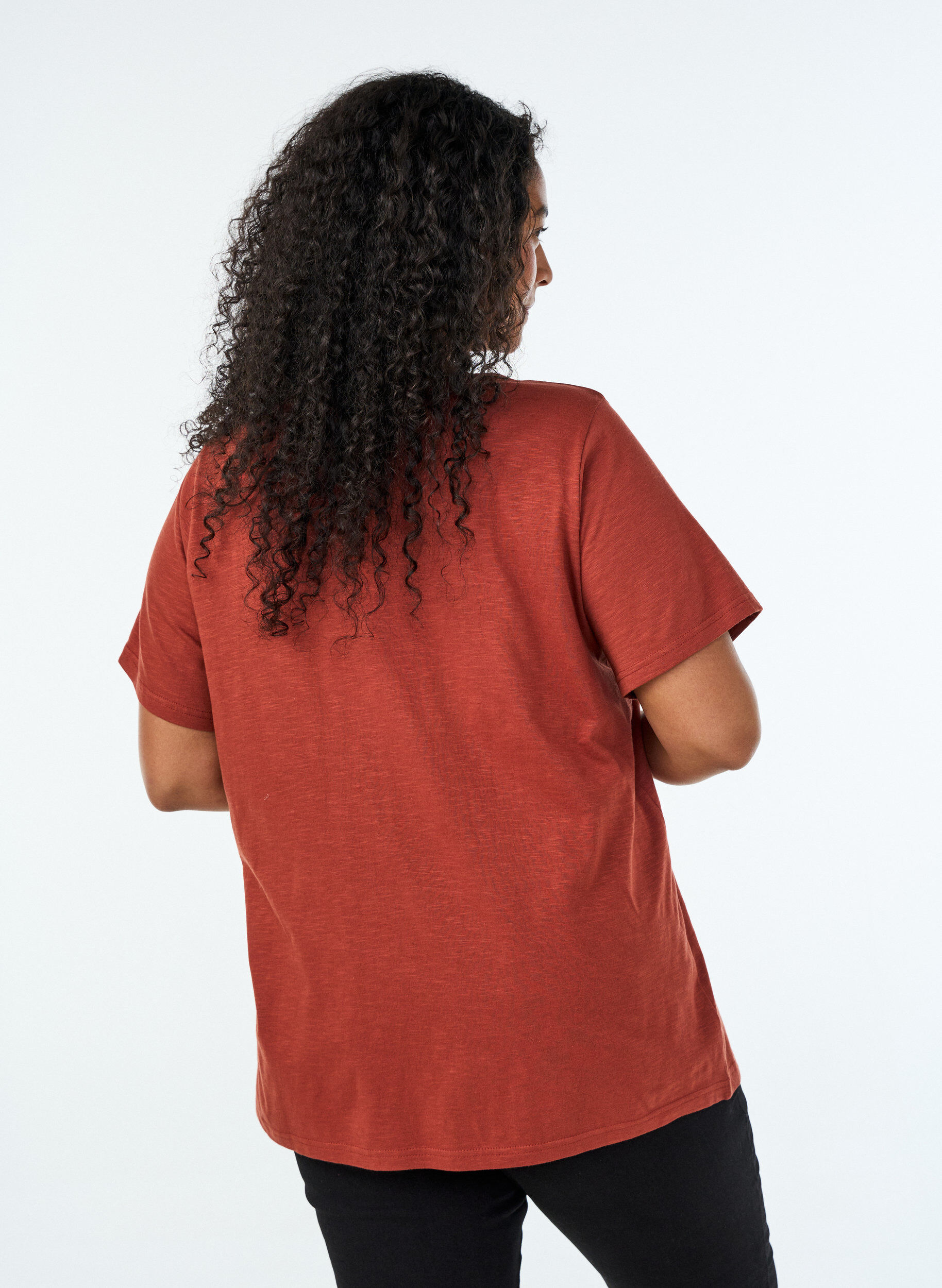 ZizzifashionT-shirt with button detail, Brown, Model image number 2