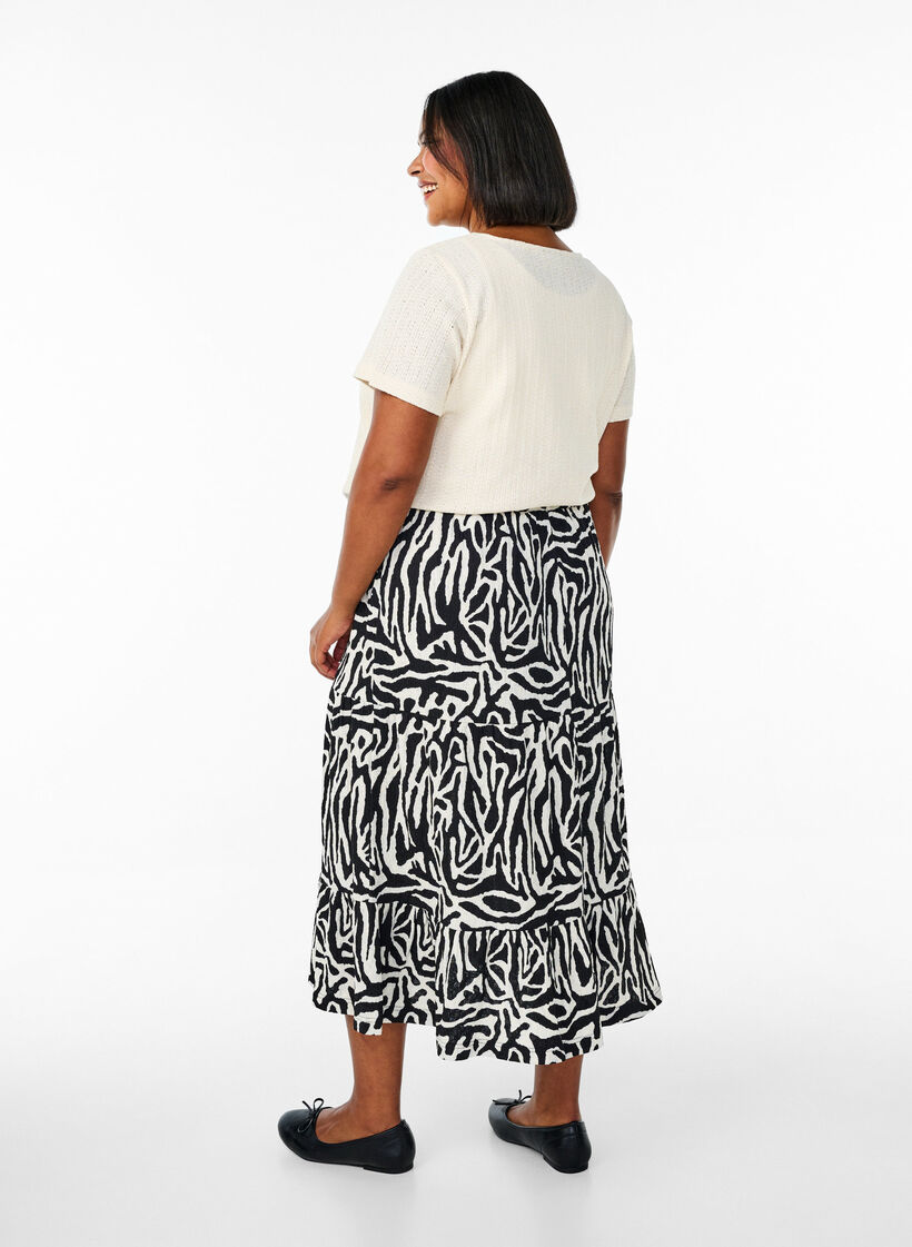 Long skirt with zebra print, Black w. White Zebra, Model image number 1