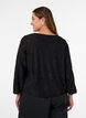 Sheer blouse with floral texture and long sleeves, Black, Model image number 2