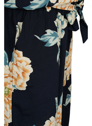 Viscose jumpsuit with buttons and tie-belt, Roses on Navy, Packshot image number 3