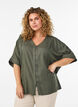Viscose blouse with crochet trim and buttons, Green, Model image number 0