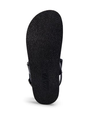 Wide fit leather sandal with adjustable straps, Black, Packshot image number 5