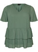 Blouse with V-neck and ruffles, Green, Packshot image number 0