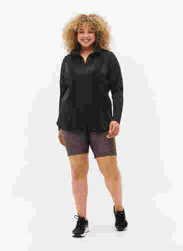 Sports cardigan with zipper and high neck, Black, Model image number 2