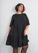 Jacquard dress with sparkly details and puff sleeves, Black, Model image number 0