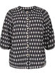 Cotton shirt blouse with floral pattern, Black, Packshot image number 0