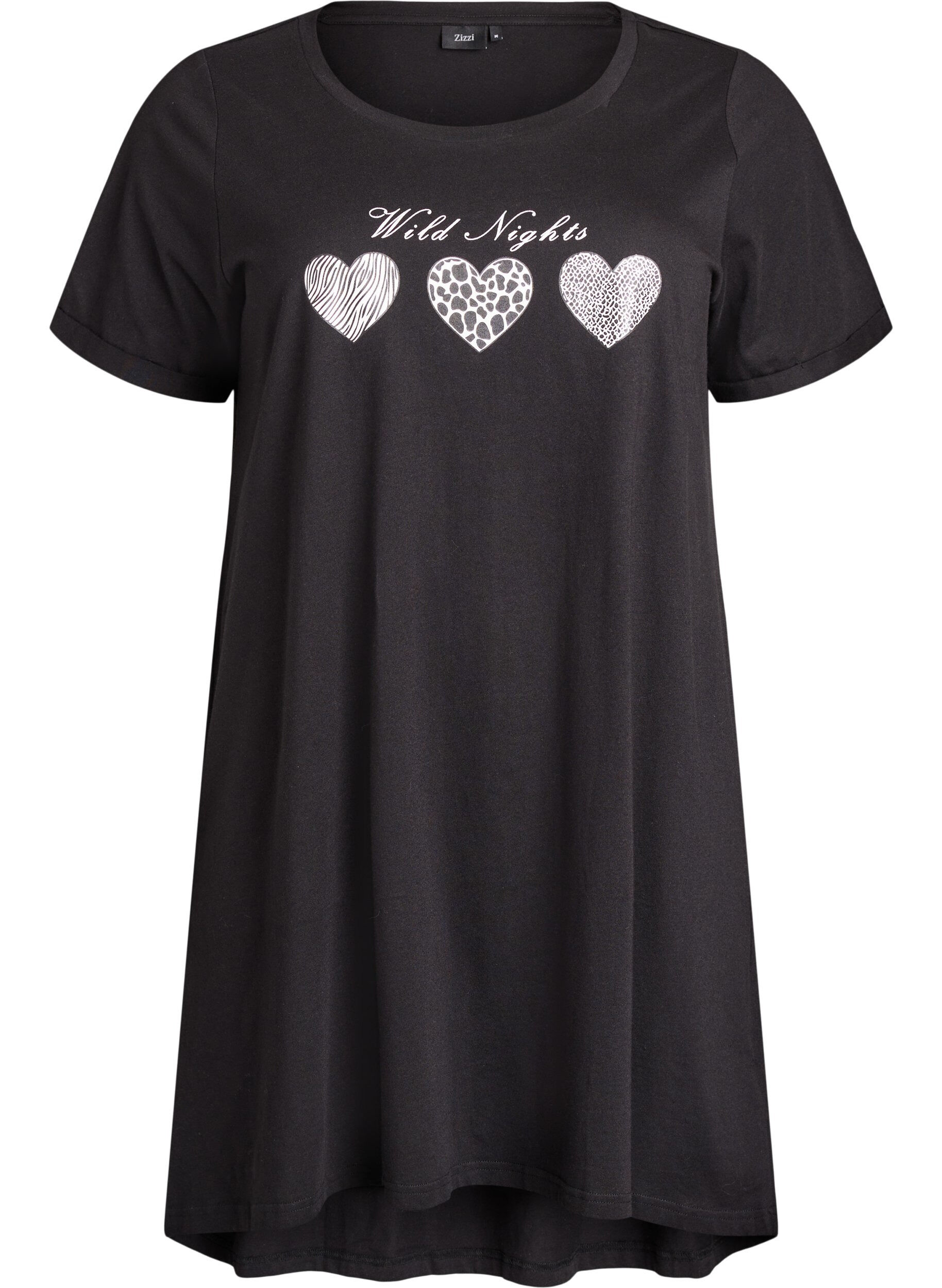 ZizzifashionShort-sleeved nightgown in organic cotton, Black, Packshot image number 0