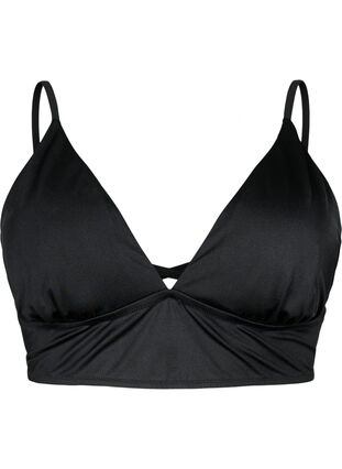Bikini top with removable pads and back tie, Black, Packshot image number 0
