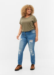 Ripped Emily jeans with regular waist, Blue denim, Model