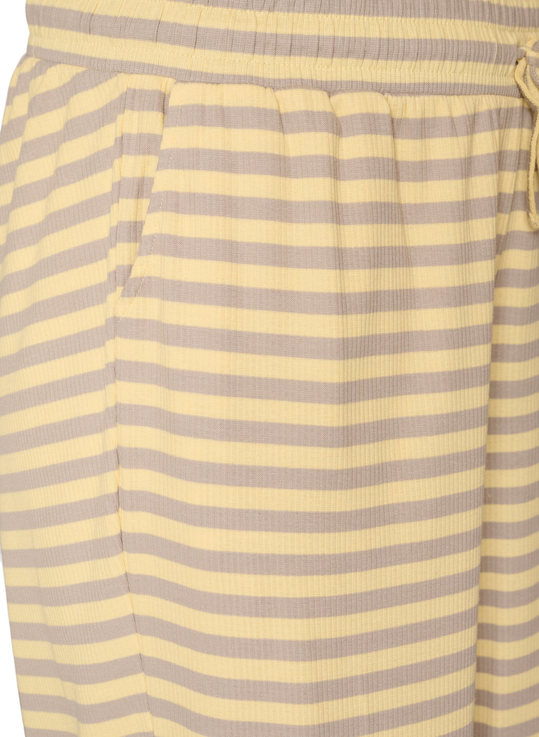 ZizzifashionStriped pyjama bottoms with a high waist and wide legs, Yellow, Packshot image number 2