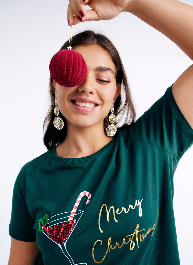 Christmas t-shirt in organic cotton, Green, Image image number 0