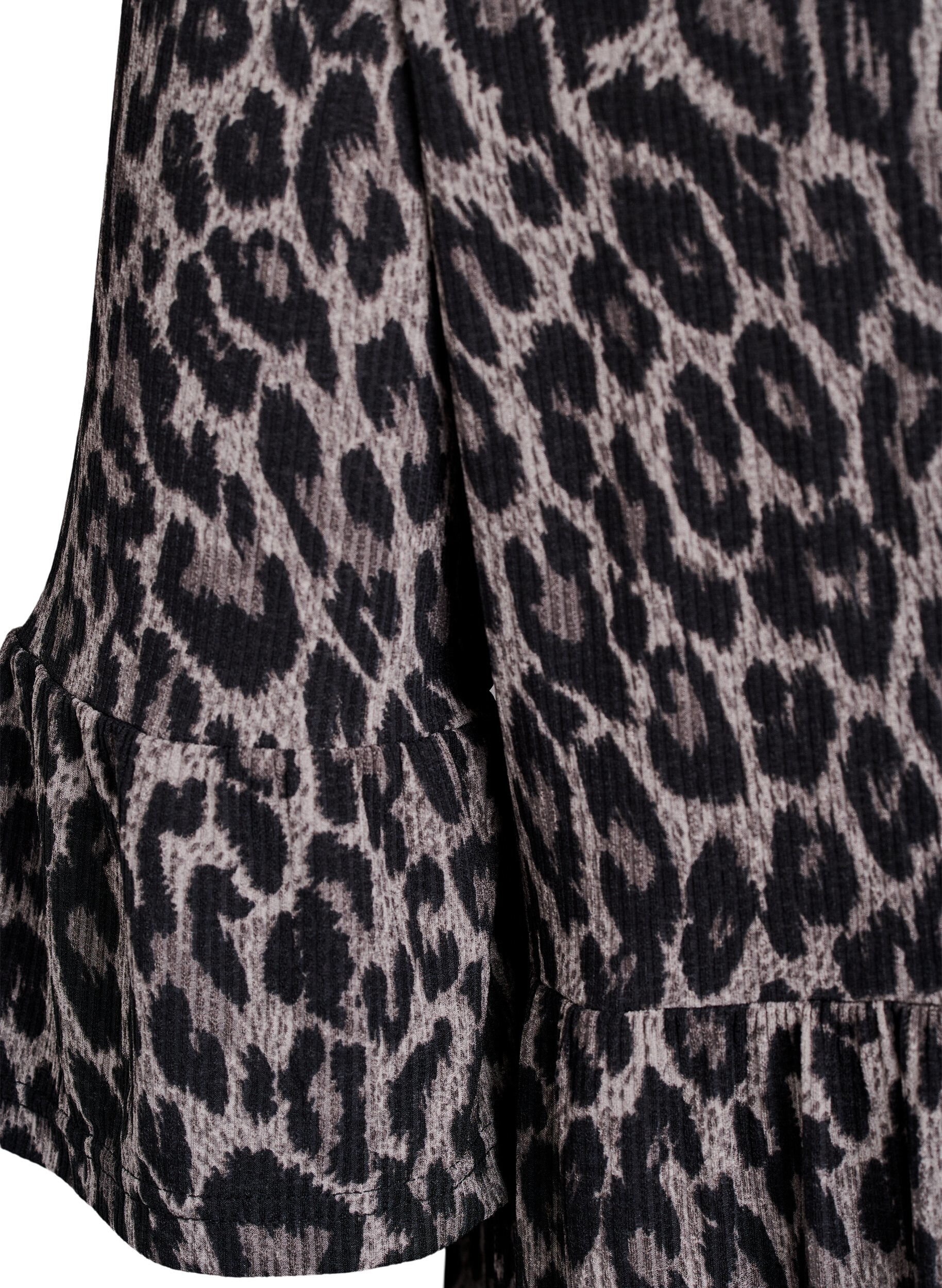 Zizzifashion Short A-line dress with leopard print, Dark Grey, Packshot image number 3