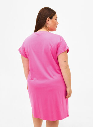 2-pack cotton dress with short sleeves, Shocking Pink/Black, Model image number 1