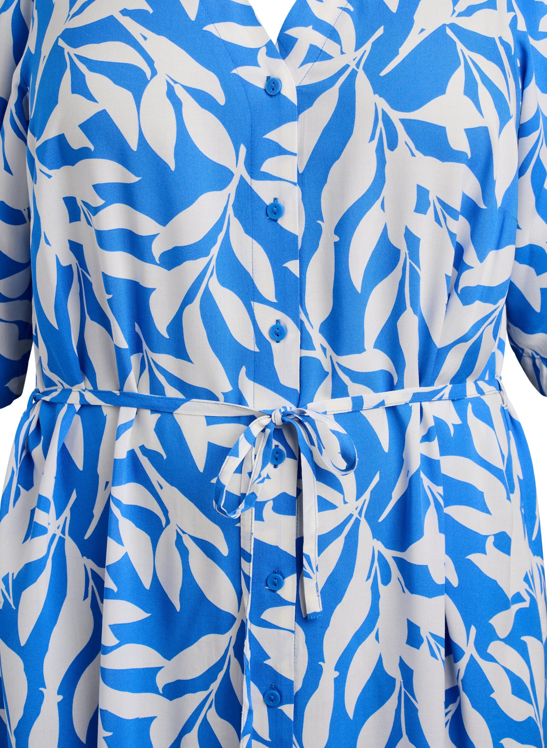 Zizzifashion FLASH - Midi dress with print and tie belt, Blue, Packshot image number 2