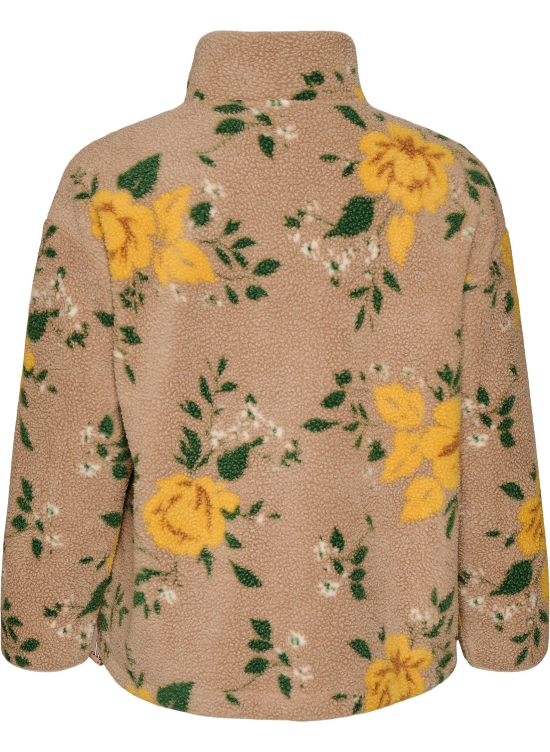 ZizzifashionFloral fleece jacket with a high neck and zip, Beige, Packshot image number 1