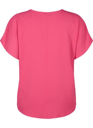 Blouse with short sleeves and a round neckline, Raspberry Sorbet, Packshot image number 1
