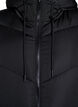 Long puffer coat with hood and pockets, Black, Packshot image number 2