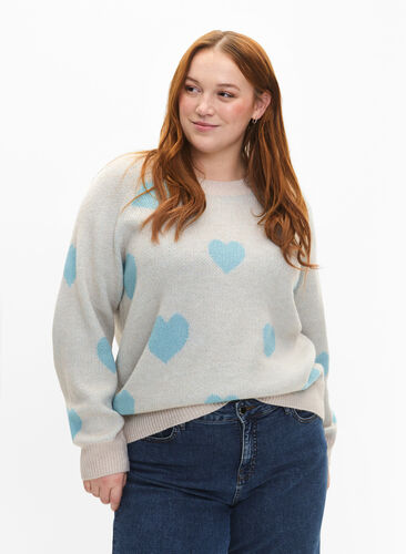 Pullover with hearts, P. Stone/Reef Waters, Model image number 0
