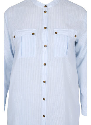 Long striped cotton shirt dress, Blue Stripe, Packshot image number 2