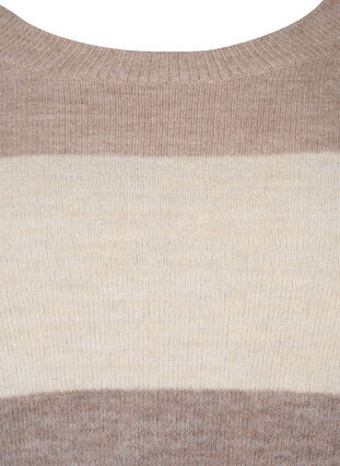 Knitted pullover with round neck and stripes, Iron Mel. Comb, Packshot image number 2