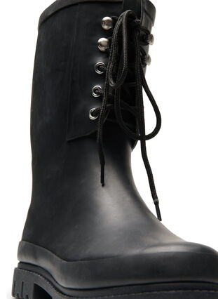 Wide fit rubber boot with laces , Black, Packshot image number 1