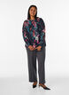Floral blouse with woven texture, Black, Model image number 1