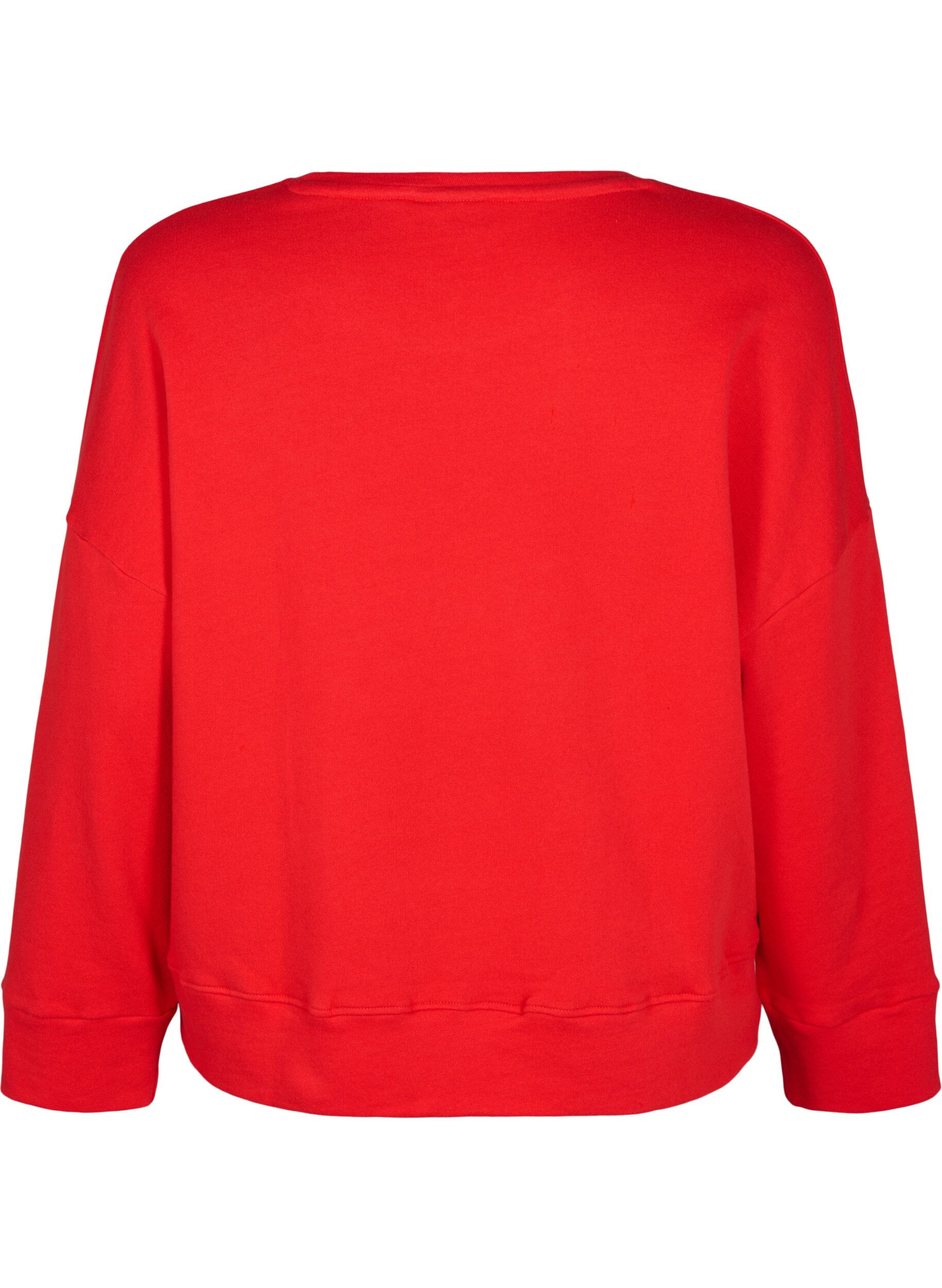 Zizzifashion Sweatshirt with embossed text design, Red, Packshot image number 1