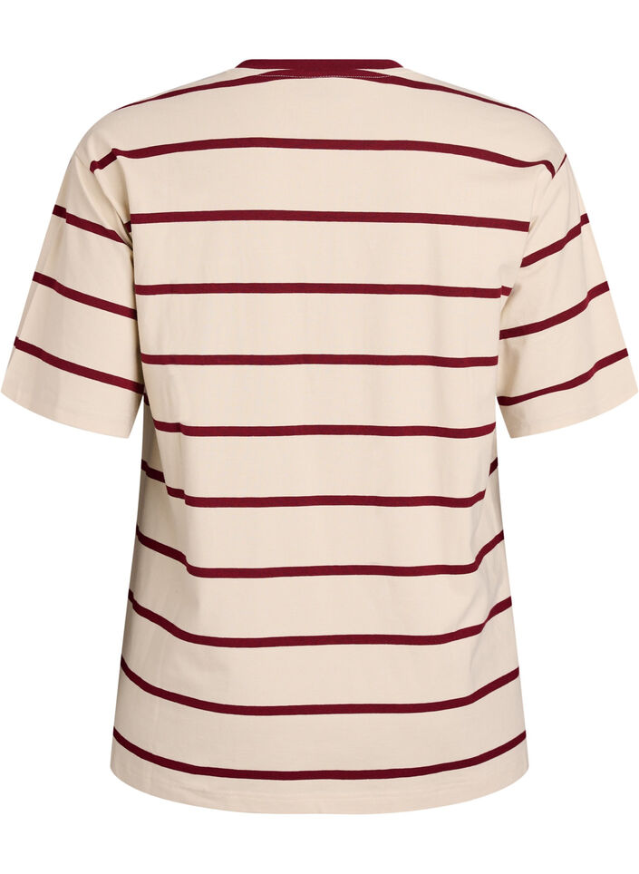 T-shirt with stripes and leopard detail, Beige, Packshot image number 1