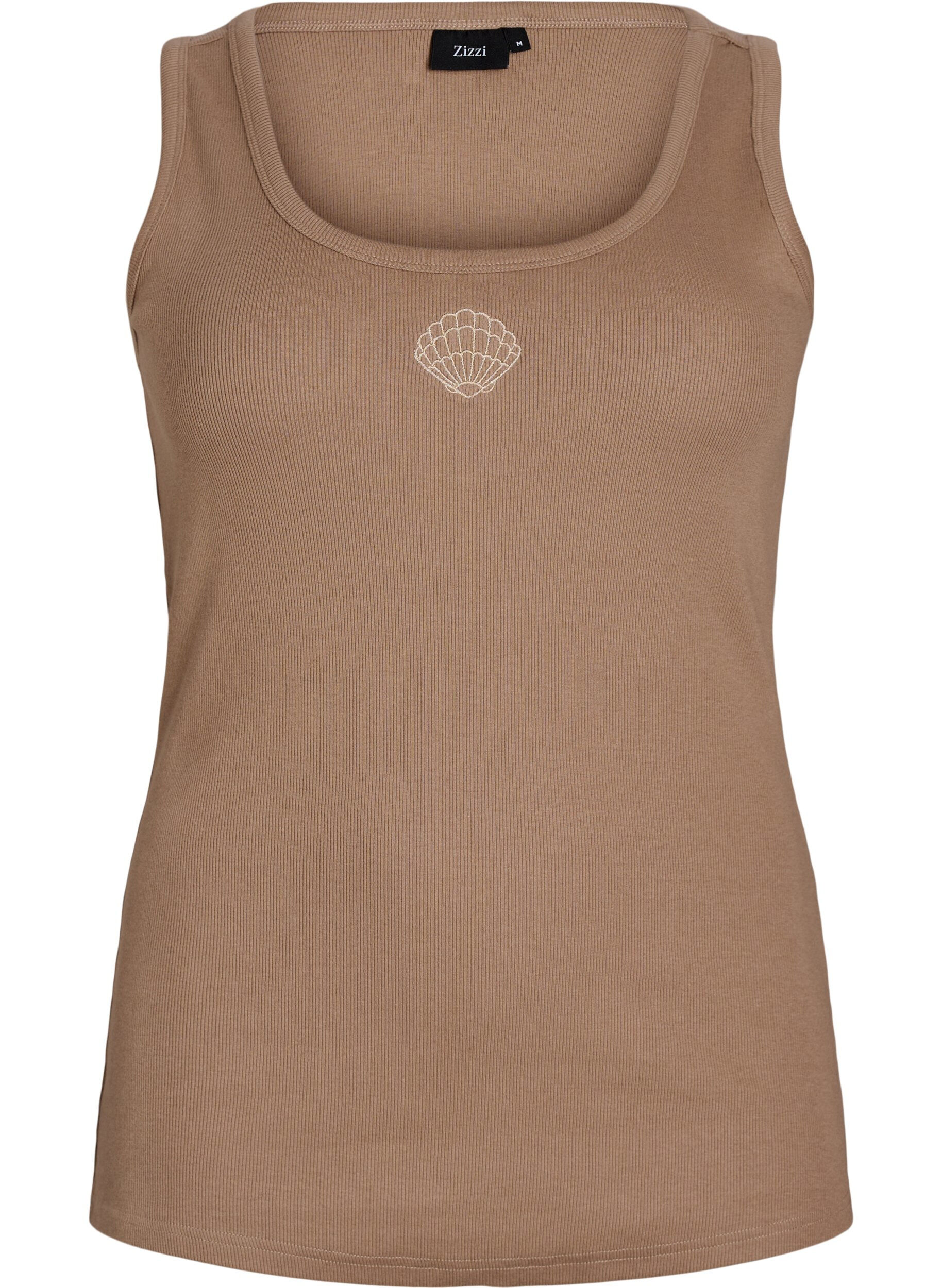 ZizzifashionFitted top with motif, Brown, Packshot image number 0