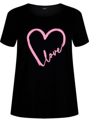 Crew neck cotton T-shirt with print, Black W. Heart L., Packshot image number 0